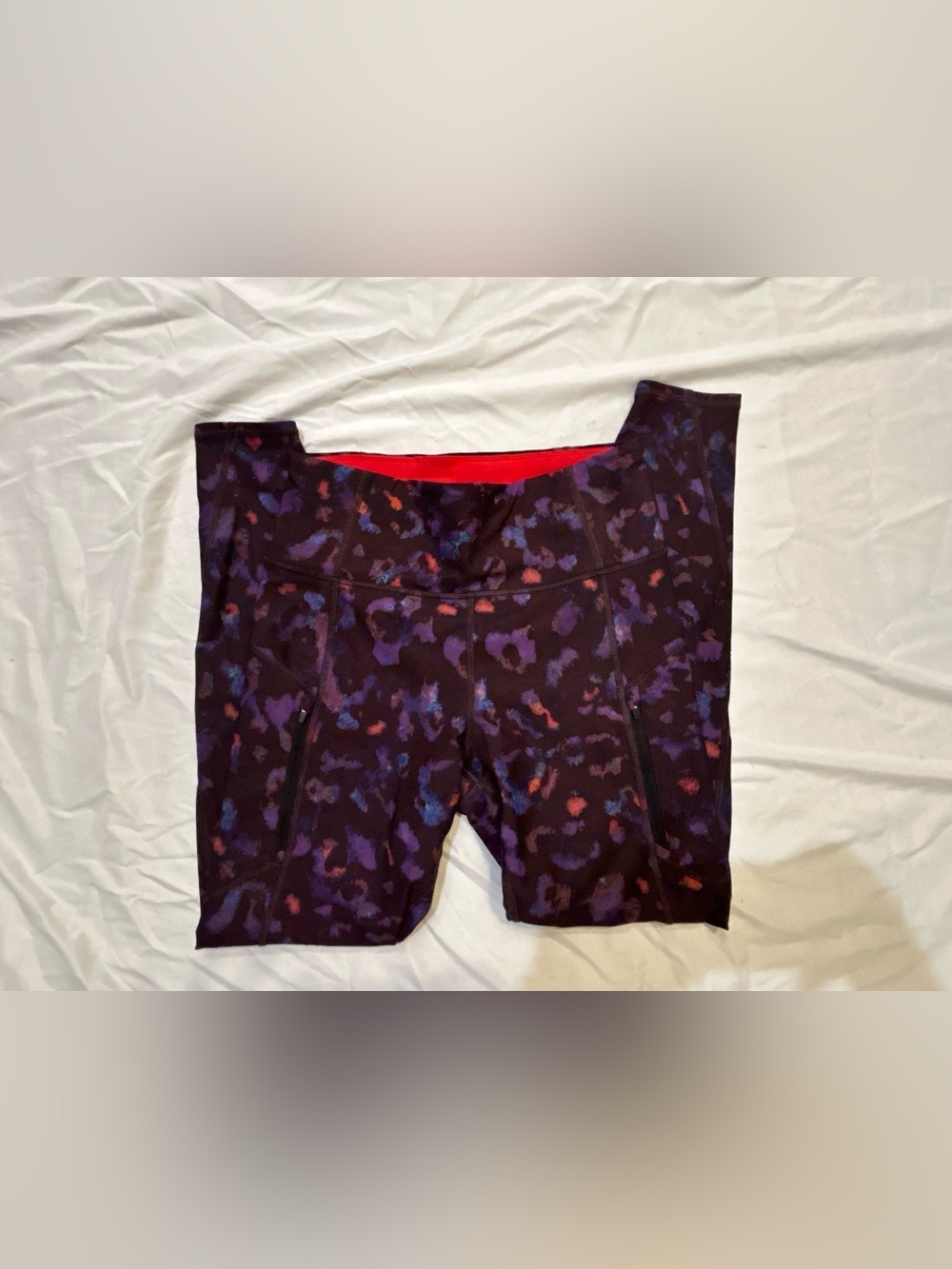 Athleta Red and Purple Performance Waistband Leggings EUC